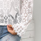 Long Sleeve Hollow Out Lace Casual Top