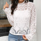 Long Sleeve Hollow Out Lace Casual Top