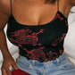 Dragon Print Lettuce Trim Casual Cami Top