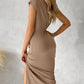 Twisted Ruched Slit Casual Dress