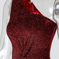 Glitter One Shoulder Twisted Ruffles Party Dress