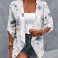 Floral Print Open Front Roll Up Sleeve Coat