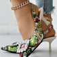 Floral Print Rhinestone Slingback Pyramid Heel Pumps