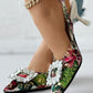 Floral Print Rhinestone Slingback Pyramid Heel Pumps