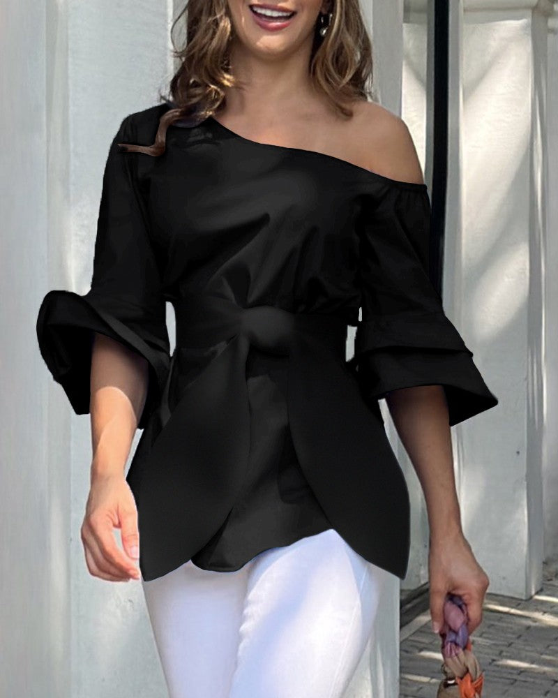 Cold Shoulder Layered Sleeve Top