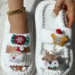 Christmas Cartoon Elk Santa Claus Pattern Fuzzy Winter Slippers