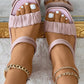 Ruched Strap Square Toe Chunky Slippers