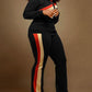 Plus Size Contrast Paneled Zip Up Top & Pants Set