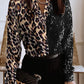 Colorblock Leopard Print Contrast Sequin Top