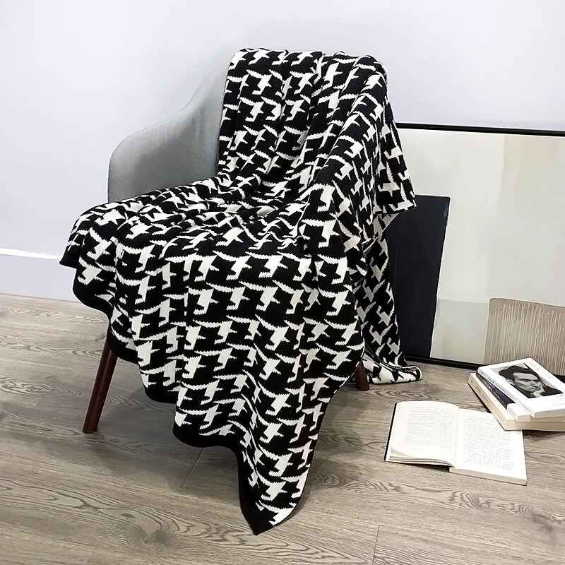 A-warm-black-knitted-throw-blanket