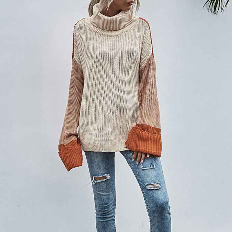 Apricot-Chunky-Turtleneck-Sweaters-for-Women-Long-Sleeve-Knit-Pullover-Sweater-Jumper-Tops-K346-Front