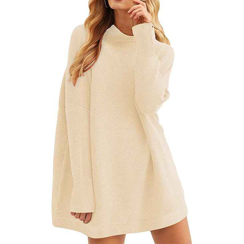    Apricot-Women-Polo-Neck-Long-Slim-Fitted-Dress-Bodycon-Turtleneck-Cable-Knit-Sweater-K021