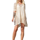 Apricot-Womens-Knitted-Cover-Up-Mini-Dress-Side-Split-Hollow-Out-Scoop-Neck-Short-Sleeve-Beach-Dresses