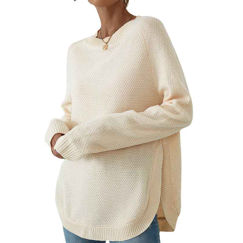     Apricot-Womens-Long-Sleeve-Oversized-Crew-Neck-Solid-Color-Knit-Pullover-Sweater-Tops-K386