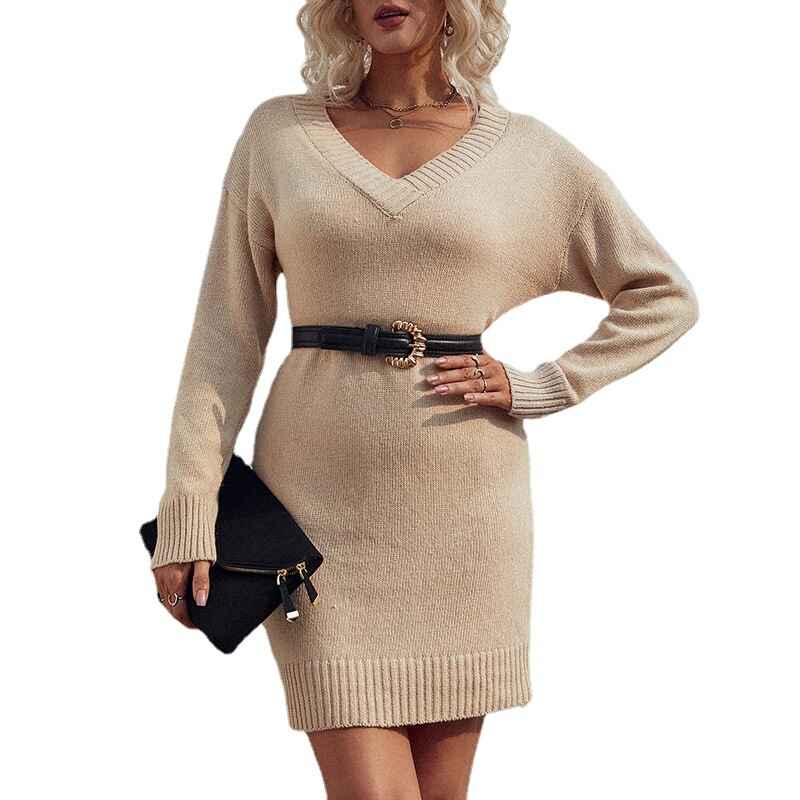 Apricot-Womens-V-Neck-Long-Sleeve-Bodycon-Mini-Sweater-Dress-Fall-Off-Shoulder-Ribbed-Knit-Wrap-Short-Dresses-K275-front