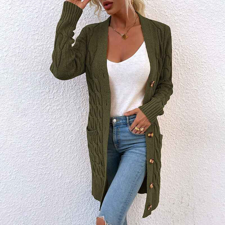 Army-Green-Womens-Cable-Knit-Open-Front-Long-Sleeve-Cardigan-Sweater-with-Pocket-K078