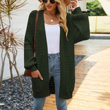 Army-Green-Womens-Long-Sleeve-Cable-Knit-Sweater-Open-Front-Cardigan-Button-Loose-Outerwear-K407