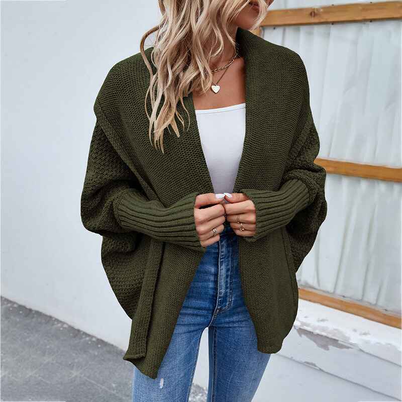    Army-Green-Womens-Long-Sleeve-Open-Front-Loose-Casual-Lightweight-Kimono-Cardigan-K228