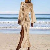 Beige-Womens-Crochet-Swimsuits-Cover-Up-See-Through-Bikini-Sleeveless-Split-Side-Long-Maxi-Beach-Dress