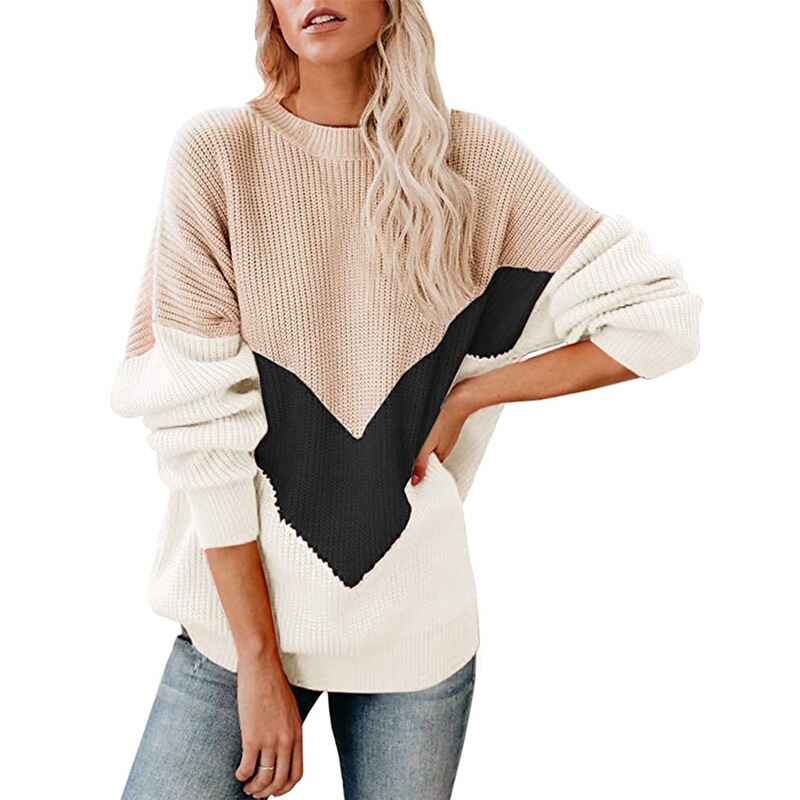 Beige-Womens-Long-Sleeve-Crew-Neck-Pullovers-Stitching-Color-Loose-Knitted-Sweaters-K062