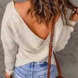 Beige-Womens-Long-Sleeve-Cross-Wrap-V-Neck-Knit-Sweater-Off-Shoulder-Backless-Casual-Solid-Pullover-Tops-K129-Back