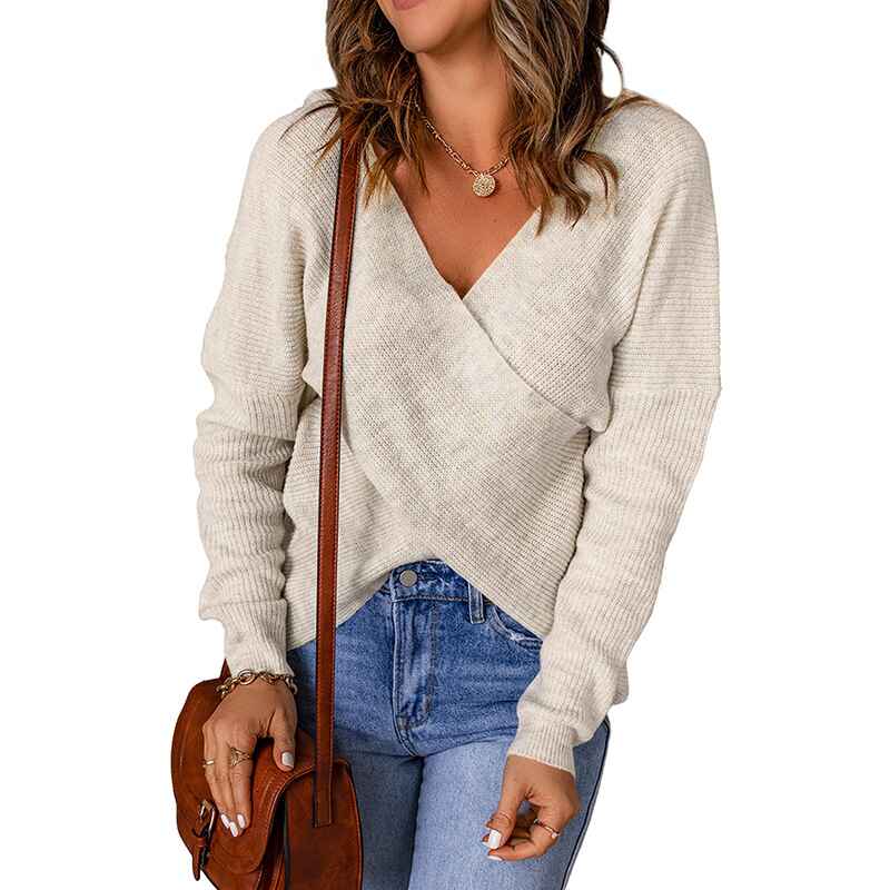 Beige-Womens-Long-Sleeve-Cross-Wrap-V-Neck-Knit-Sweater-Off-Shoulder-Backless-Casual-Solid-Pullover-Tops-K129
