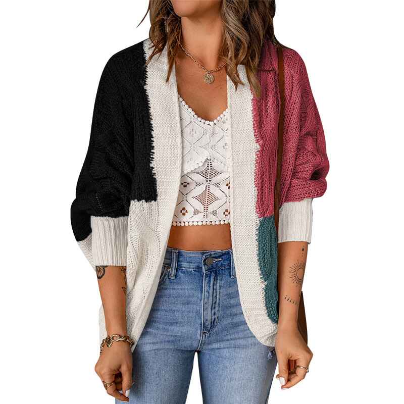 Black-Cardigan-Sweater-for-Women-Casual-Long-Sleeve-Color-Block-Cable-Chunky-Knit-Open-Front-Cardigan-Outwear-K105