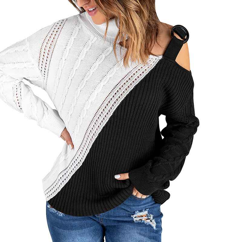 Black-Color-Matching-Womens-Long-Sleeve-Cold-Shoulder-Turtleneck-Knit-Sweater-Tops-Pullover-Casual-Loose-Jumper-Sweaters-K195