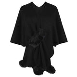     Black-Flannel-Faux-Poncho-for-Women-Lightweight-Knitted-Blanket-Warm-TV-Shawl-Winter-Coat-Sweater-Cape-K423