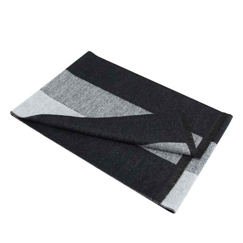 Black-Grey-Mens-Scarf-Knitted-Scarves-for-Female-Retro-Striped-Winter-Bandana-D015-Front