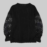 Black-Long-Sleeve-Hollow-Out-Sweater-Casual-Cute-Crochet-Lace-Pointelle-Knit-Pullover-Crew-Neck-Loose-Blouses-for-Women-K126