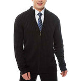 Black-Mens-Cardigan-Sweaters-Full-Zip-Up-Stand-Collar-Slim-Fit-Casual-Knitted-Sweater-G011