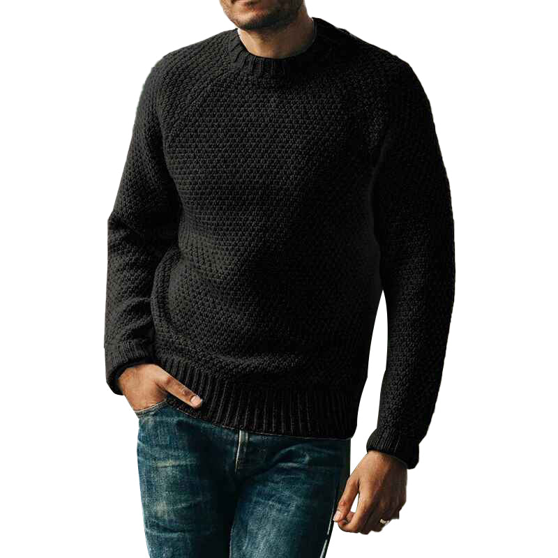 Black-Mens-Regular-Fit-Long-Sleeve-Crewneck-Sweater-G027
