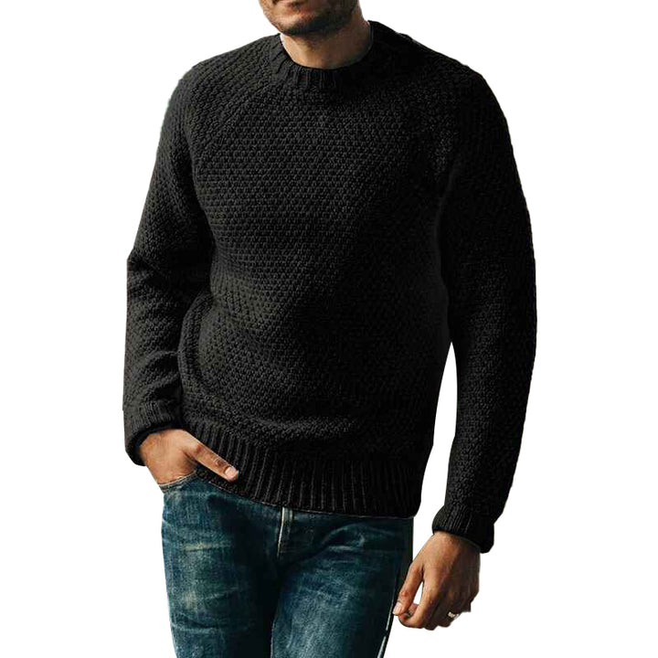 Black-Mens-Regular-Fit-Long-Sleeve-Crewneck-Sweater-G027