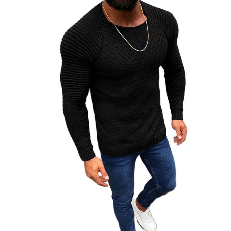 Black-Mens-Round-Neck-Sweater-and-Pullovers-Casual-Slim-Fit-Basic-Long-Sleeve-Knitted-Thermal-Crew-G033