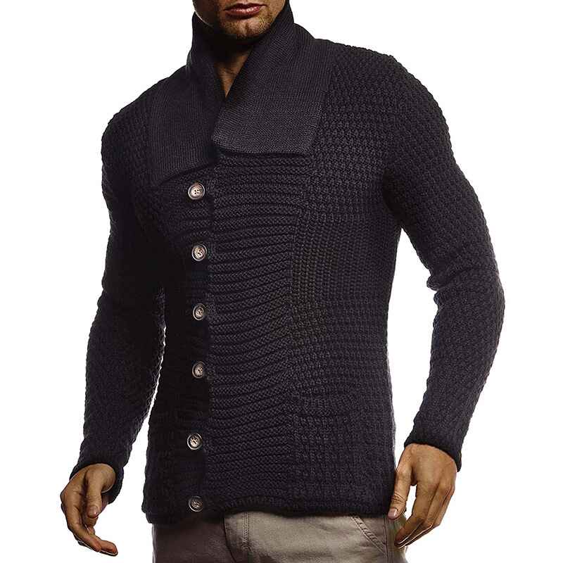 Black-Mens-Shawl-Collar-Cardigan-Sweater-Slim-Fit-Cable-Knit-Button-up-Sweater-with-Pockets-G066