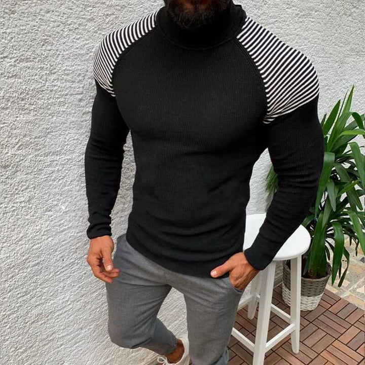 Black-Mens-Slim-Fit-Turtleneck-Pullover-Sweaters-Basic-Tops-Knitted-Thermal-G058
