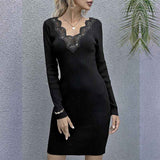 Black-Women-Casual-Long-Sleeve-Bodycon-Dress-for-Women-V-Neck-Ribbed-Knitted-Short-Dresses-Slim-Fit-Solid-Party-Dress-K316-front