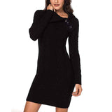     Black-Women-Turtleneck-Long-Sleeve-Oversized-Cable-Knit-Chunky-Pullover-Short-Sweater-Dresses-K209