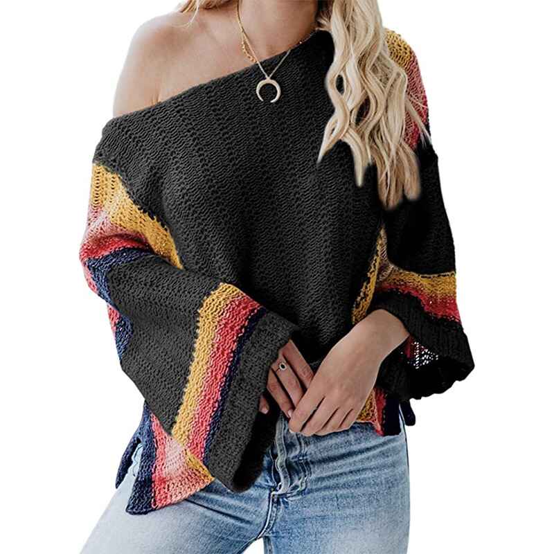 Black-Womens-2022-Cute-Summer-Fall-Color-Block-Striped-Lightweight-Comfy-Cable-Knit-Beach-Pullover-Sweaters-K094