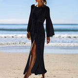     Black-Womens-Crochet-Swimsuits-Cover-Up-See-Through-Bikini-Sleeveless-Split-Side-Long-Maxi-Beach-Dress