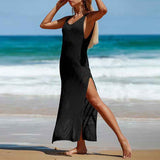 Black-Womens-Crochet-V-Neck-Sleeveless-Cover-Up-Swimwear-Bikini-Long-Maxi-Beach-Dress-Side-1