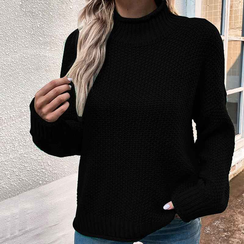 Black-Womens-Fall-Long-Sleeve-Turtleneck-Casual-Loose-Chunky-Knitted-Pullover-Sweater-Jumper-Tops-K406