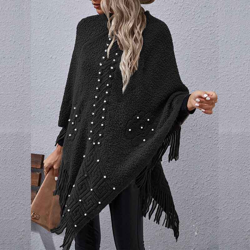 Black-Womens-Fall-Winter-Turtleneck-Poncho-Sweater-Fashion-Chunky-Knit-Cape-Wrap-Sweaters-Pullover-Jumper-Tops-K384