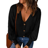 Black-Womens-Long-Sleeve-Cable-Knit-Button-Cardigan-Sweater-Open-Front-Outwear-Coat-with-Pockets-K097