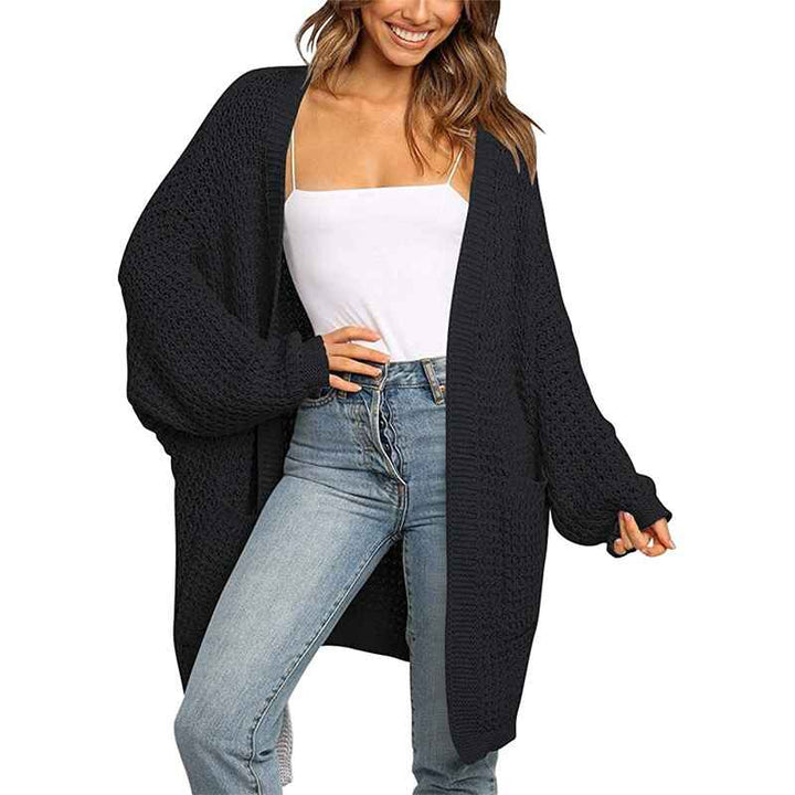 Black-Womens-Long-Sleeve-Open-Front-Cardigans-Outwear-Chunky-Knit-Sweaters-with-Pockets-K009-tops