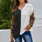 Black-Womens-Long-Sleeve-V-Neck-Color-Block-Leopard-Knit-Pullover-Sweater-Tops-Winter-Jumper-Tops-K172-Front