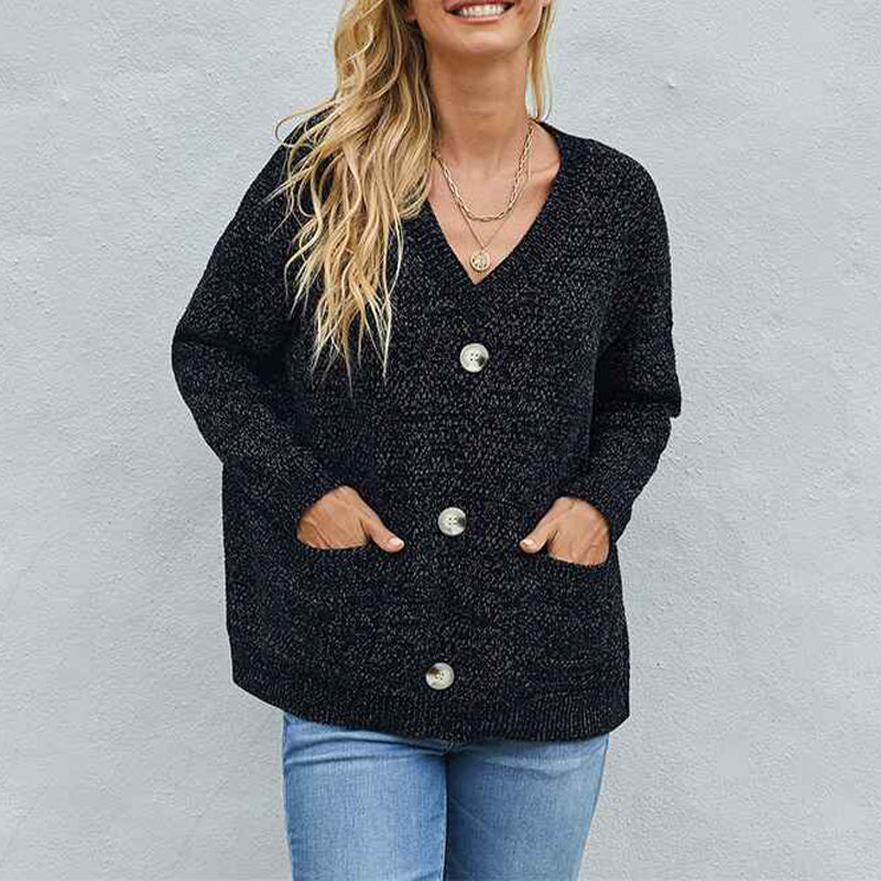 Black-Womens-Open-Front-Cardigan-Sweaters-Fashion-Button-Down-Cable-Kint-Chunky-Outwear-Winter-Coats-K177-Front