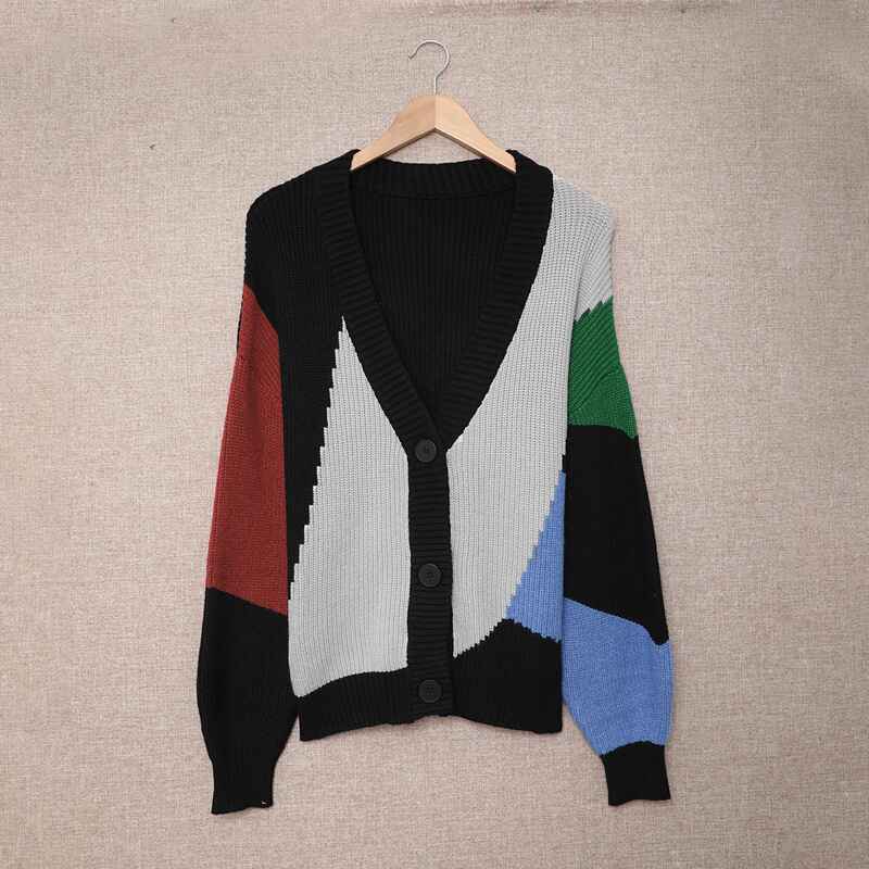 Black-Womens-Open-Front-Color-Block-Cardigans-Long-Sleeve-Knit-Cardigan-Sweater-K107