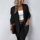 Black-Womens-Open-Front-Waffle-Long-Sleeve-Lightweight-Knit-Cardigans-Sweater-Oversized-Sweaters-with-Pockets-K266